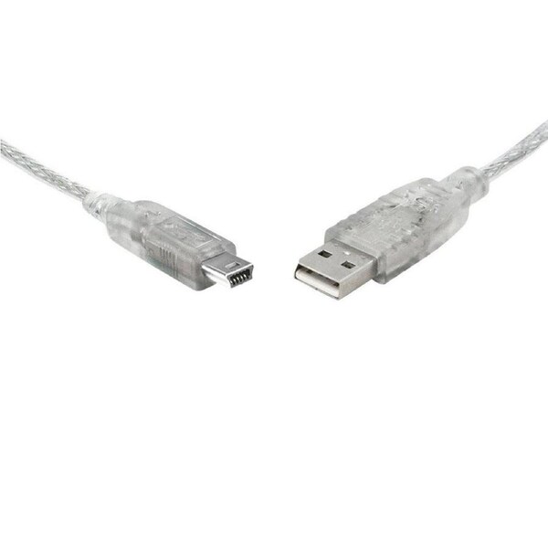 8Ware USB 2.0 Cable 3m A to B 5-pin Mini Transparent Metal Sheath UL Approved UC-2003ABN