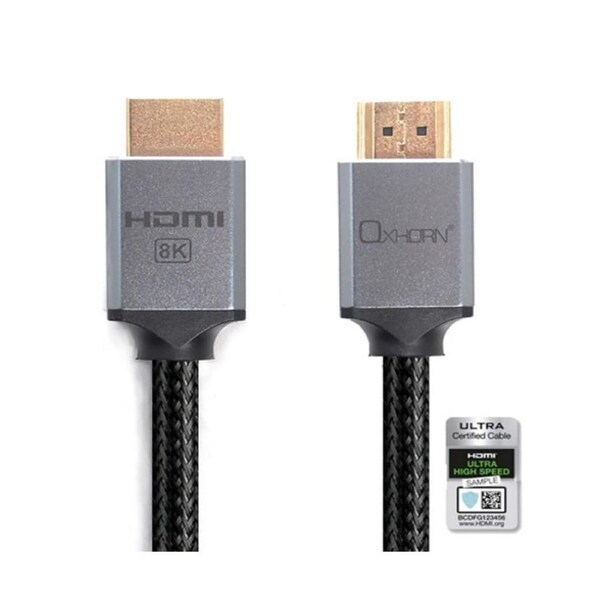 Oxhorn HDMI2.1a 8K@60Hz 3D Ultra Certified Ethernet Aluminum Header Cable 1m Male to Male CB-H8K-01
