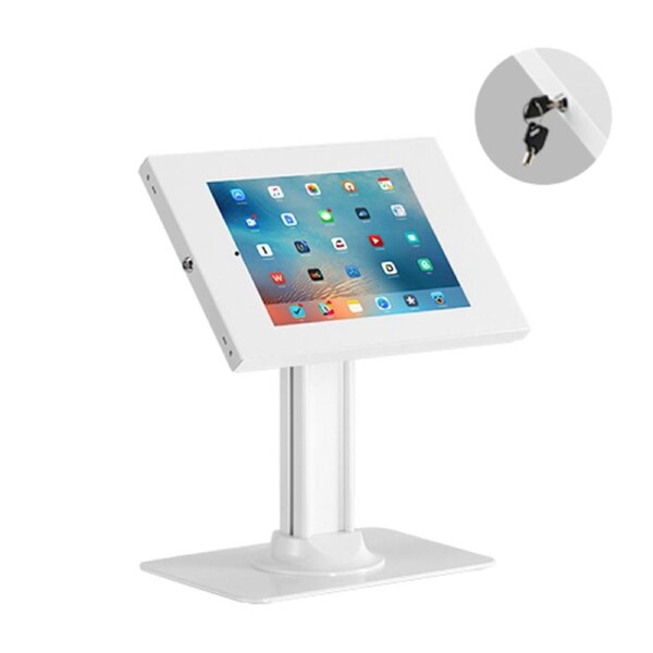 Brateck Anti-Theft Countertop Tablet Holder with Bolt Down Base Fit most 9.7' to 11' tablets - White 300x200x469mm, Anti-theft Lock with a Key PAD34-03