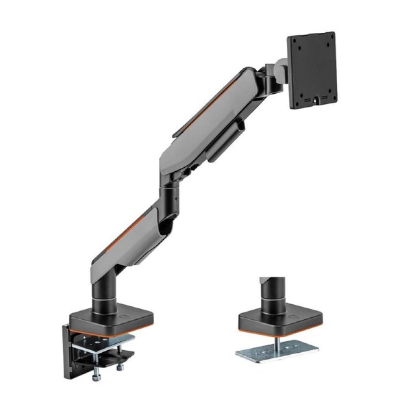 Brateck Single Heavy-Duty Gaming Monitor Arm Fit Most 17'-49' Monitor Up to 20KG, Fit Curved Monitor, VESA 75x75,100x100 LDT61-C012-BG