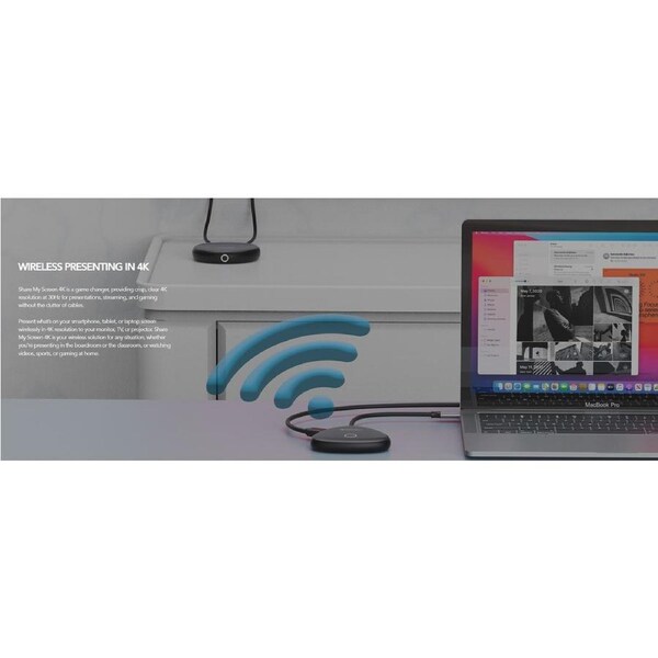 Verbatim 4K Wireless USB-C HDMI Adapter Dongle -Share My Screen Mirror Image. Compact and Ultra Portable. Windows, Linux Mac 10.2 support 32147