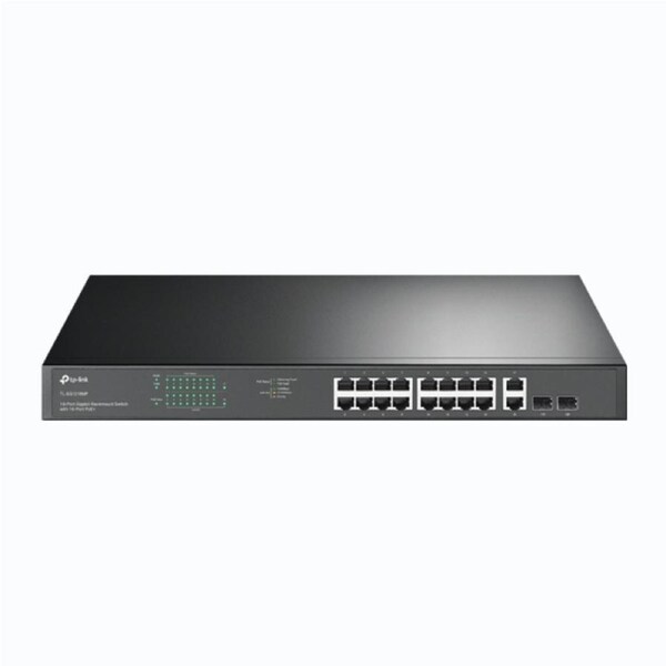 TP-Link TL-SG1218MP 18-Port Gigabit Rackmount Switch With 16 PoE+ 2 SFP Slots, 16x Gigabit PoE+ Ports, 2x Gigabit Non-PoE Ports, 2x Combo Gigabit SF TL-SG1218MP