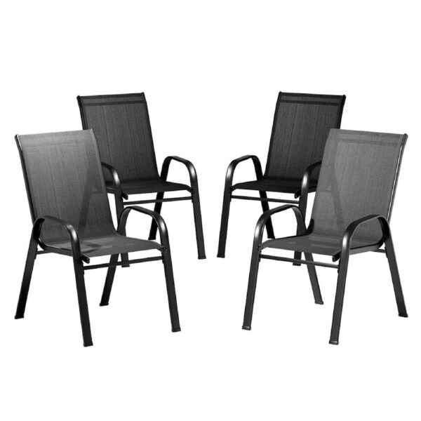 Gardeon Outdoor Furniture Table and chairs Stackable Bistro Set Patio Coffee Model 4 - Chair x4