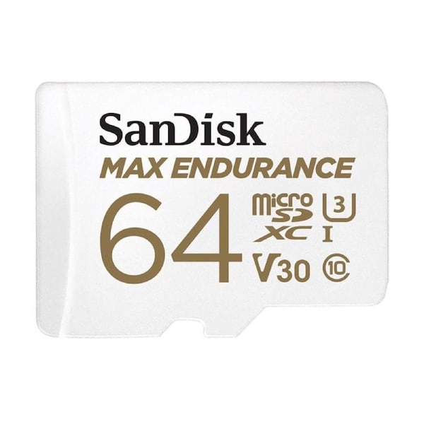 SanDisk Max Endurance 64GB microSD 100MB/s 40MB/s 20K hrs 4K UHD C10 U3 V30 -40C to 85C Heat Freeze Shock Temperature Water X-ray Proof SD Adapter SDSQQVR-064G-GN6IA