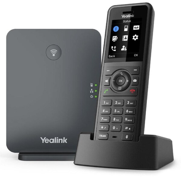 Yealink W77P High-Performance IP DECT Solution including W57R Rugged Handset And W70B Base Station, Up To 20 Simultaneous Calls, Noise Cancellation W77P