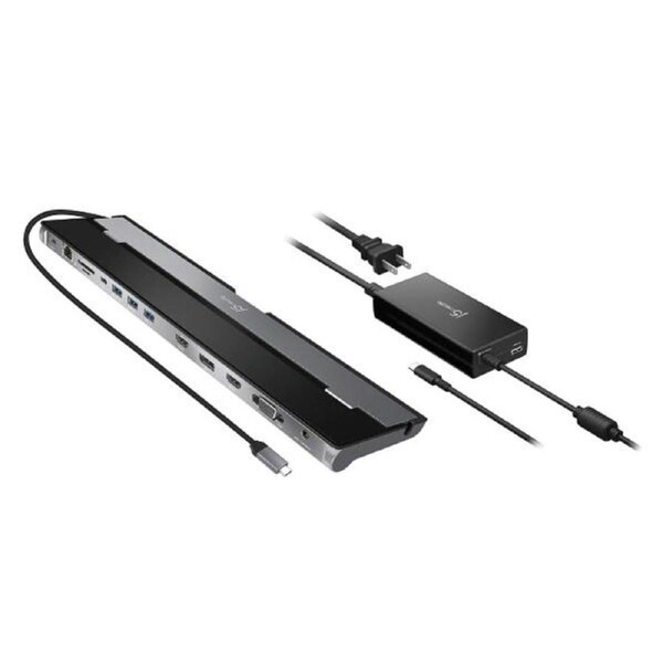 J5create JCD543P USB-C Triple Display Docking Station with 100W PD adaptor (USB-C to VGA/HDMI/DP, RJ45, SD card, USB-A x 3, USB-C x 1, USB-C PD) JCD543P