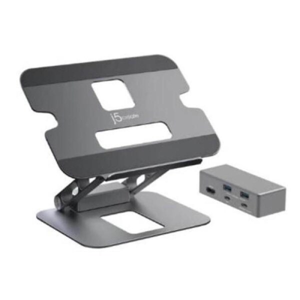 J5create JTS327 Multi-Angle single 4K HDMI Docking Laptop Stand with USB-C Pass Through (USB-C Dock w/ 4K HDMI, 2 x USB-A, USB-C Host, USB-C 100W PD) JTS327