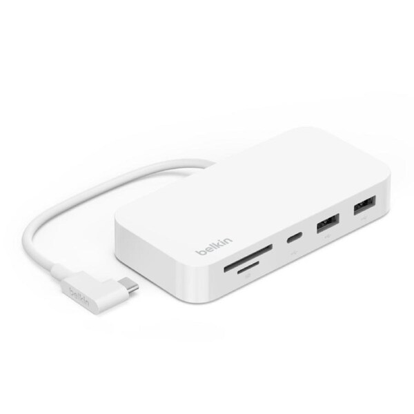 Belkin Connect USB-C 6-in-1 Multiport Hub with Mount - White (INC011btWH), 10Gbps, 2x USB-A, USB-C, SD 3.0 MicroSD Card Reader, 2 Years Warranty INC011btWH