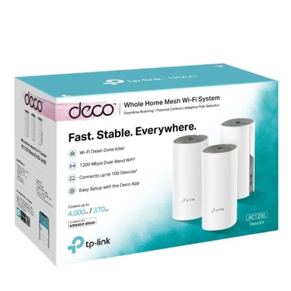 TP-Link Deco E4(3-pack) AC1200 Whole Home Mesh Wi-Fi System, ~370sqm Coverage Deco E4(3-pack)