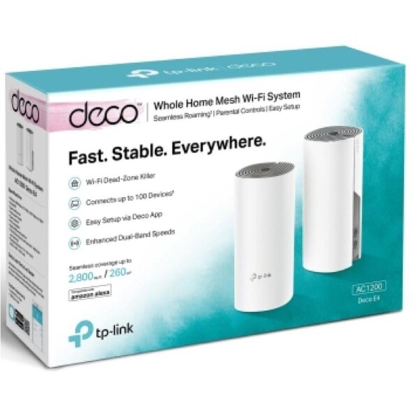 TP-Link Deco E4(2-pack) AC1200 Whole Home Mesh WiFi System~ 260sqm. Over 100 Devices Parental Controls Deco E4(2-pack)