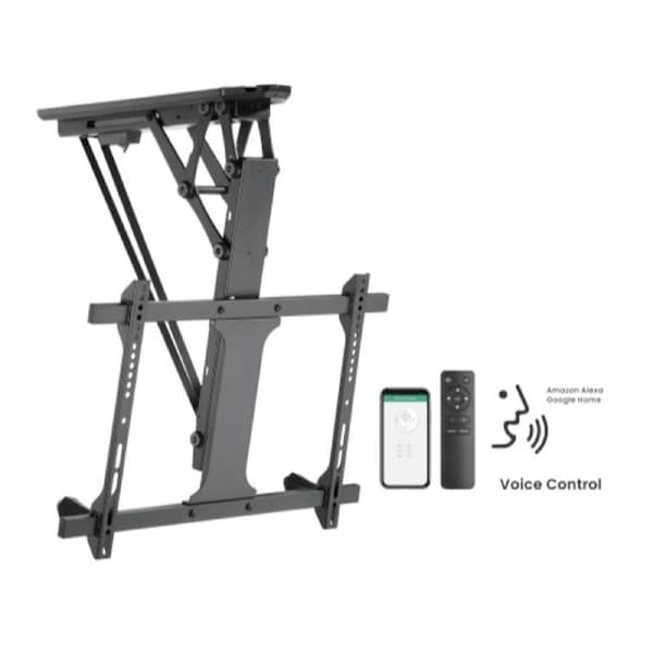 Brateck PLB-M0546AI SMART FLIP DOWN TV CEILING MOUNT POWERED BY TUYA Support most 32' ~ 70' TVs (Black) PLB-M0546AI