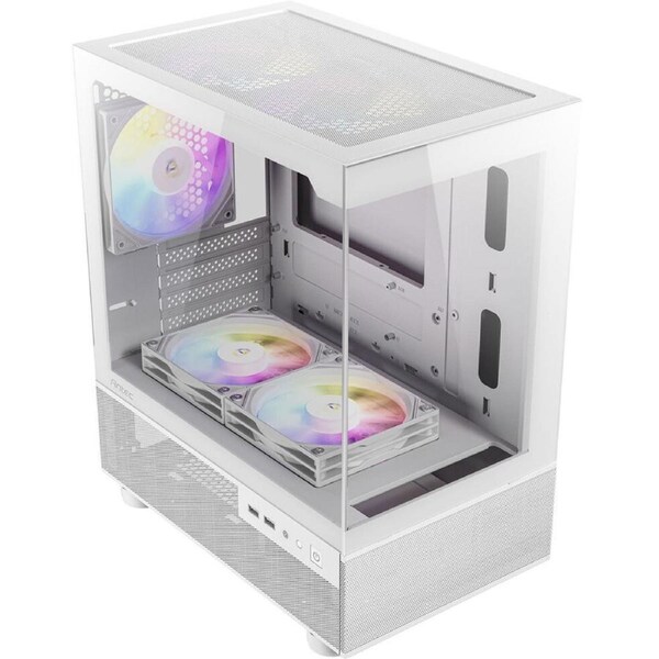 Antec CX200M RGB Elite, mATX, 270 degrees view, USB 3.0 x 2, Audio I/O Bottom. Mesh front and bottom. Clear Glass View, 5x RGB Fans. White Gaming Case CX200M Elite White