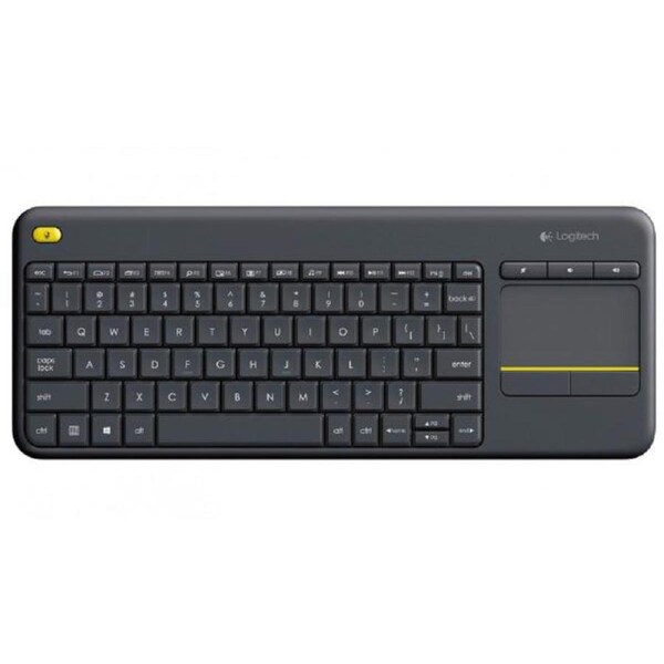 Logitech Wireless Keyboard K400 Plus, Black, USB Receiver, Inbuilt Touch Pad (Powered by 2xAA, included) 920-007165