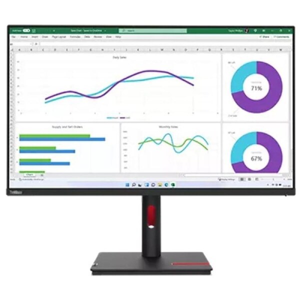 LENOVO ThinkVision T32H-30 31.5'/32' 60Hz QHD Monitor 2K 2560x1440 16:9 4ms IPS Height Adjustable Tilt Pivot Swivel HDMI DP USB-C RJ45 90W PD VESA 3y 63D3GAR1AU