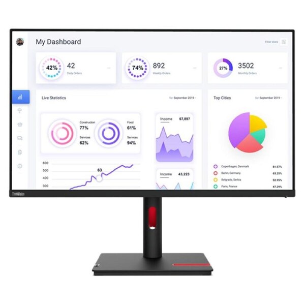 LENOVO ThinkVision T32p-30 31.5'/32' UHD Monitor IPS 4K 3840x2160 16:9 Height Adjustable Tilt Swivel Pivot DP HDMI USB-C 9 Hub 0W PD RJ45 4xUSB3.2 VES 63D2GAR1AU