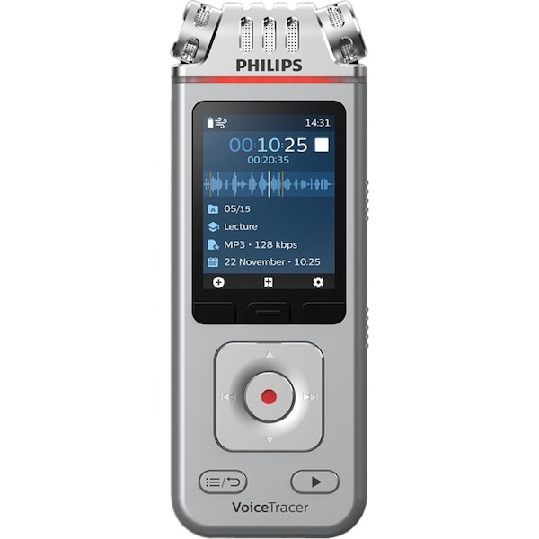 Philips DVT4115 3-Microphone Voice Recorder 5cm LCD APP Control & Sharing