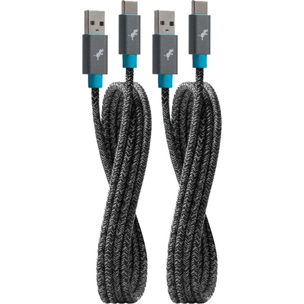 2x Nimble PowerKnit Fabric Fast Charging Data Cable USB A -C 1.8m Space Grey