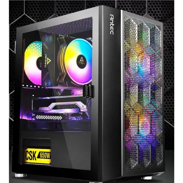 Antec NX200M RGB m-ATX, ITX Case, 3x RGB Fan. Large Mesh Front for excellent cooling, Side Window, Radiator 240mm. GPU 275mm NX200M-RGB