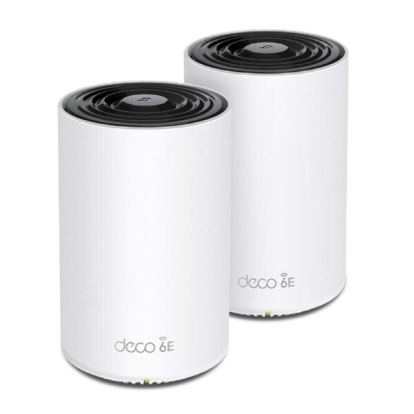 TP-Link Deco XE75 Pro(2-pack)) AXE5400 Tri-Band Mesh Wi-Fi 6E System, 574 Mbps at 2.4 GHz + 2402 Mbps at 5 GHz + 2402 Mbps at 6 GHz Deco XE75 Pro(2-pack)