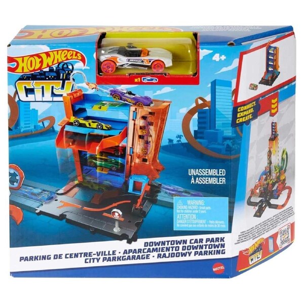 Hot Wheels City Downtown Track Set City Parking Garage Car Wash Burger Play