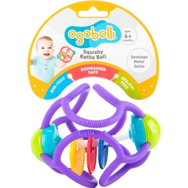 Ogobolli Squishy Rattle Ball Kids/Children Activity Play Fun Toy Assorted 6m+