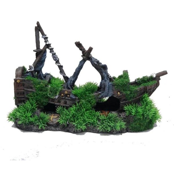 Aquatopia Shipwreck With Moss Ornament (AQT62524)