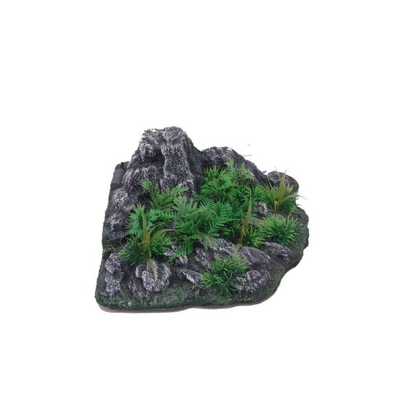 Aquatopia Rock With Green And Yellow Plant Ornament (AQT63637)