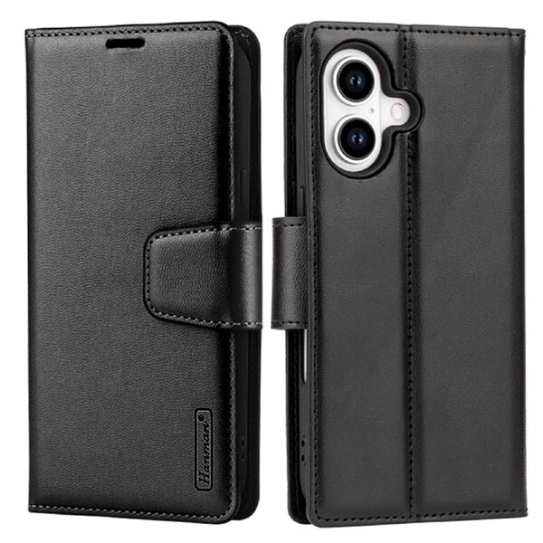 ZUSLAB for Apple iPhone 16 Plus Case Hanman Leather Wallet Card Holder Cover (2024) - Black