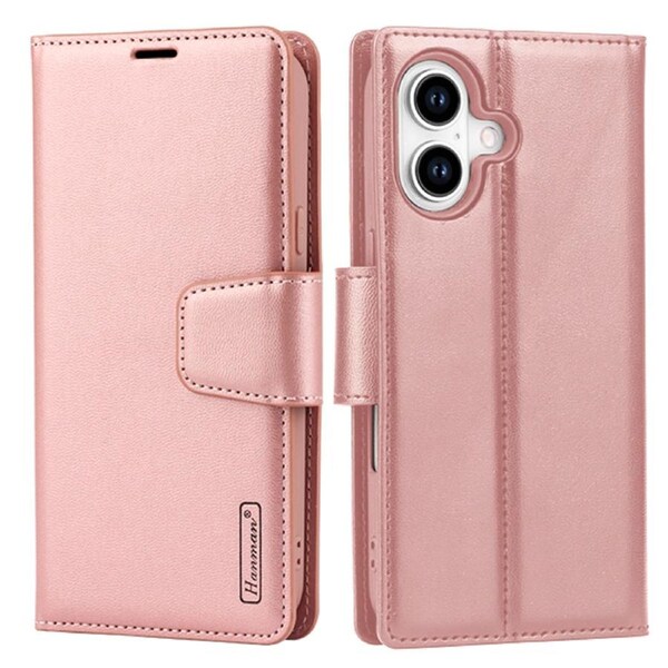 ZUSLAB for Apple iPhone 16 Plus Case Hanman Leather Wallet Card Holder Cover (2024) - Rose Gold
