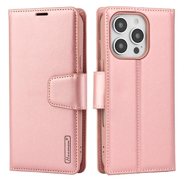 ZUSLAB for Apple iPhone 16 Pro Max Case Hanman Leather Wallet Card Holder Cover (2024) - Rose Gold