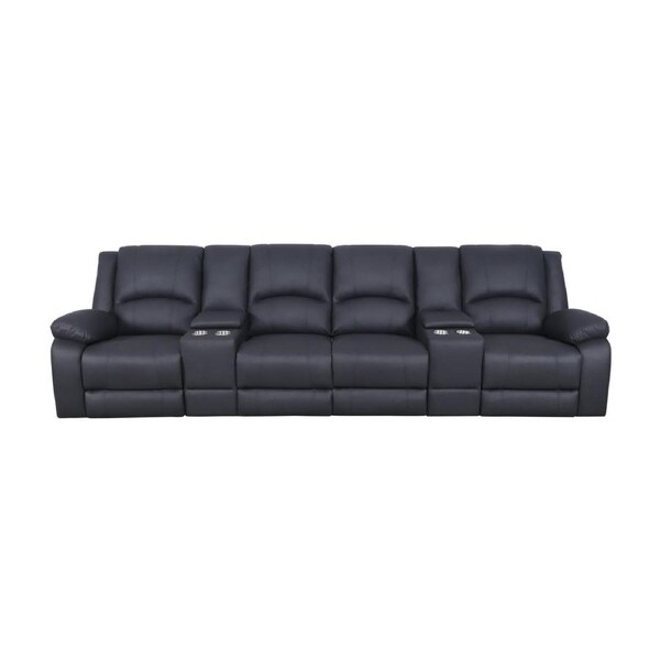 Anderson 4 Seater Fabric Manual Recliner Sofa Lounge Chair Set Onyx
