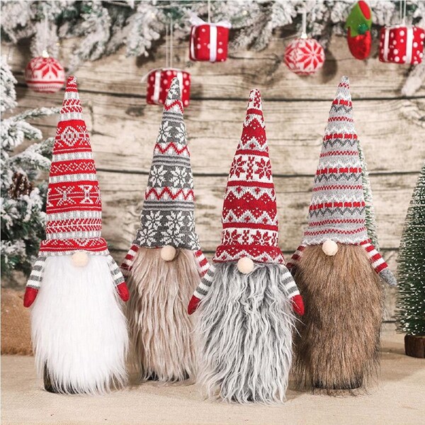 4 Pack Christmas Gnome Wine Bottle Cover Decoration Santa Wine Bottle Cover