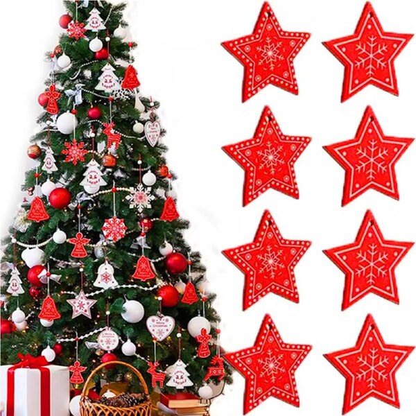 100pcs Wooden Christmas Tree Pandent Articles For Christmas Hanging Ornaments