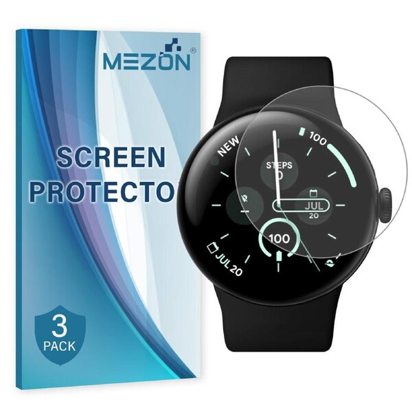 [3 Pack] Google Pixel Watch 3 (41mm) Ultra Clear TPU Film Screen Protectors by MEZON – High Protection, Shock Absorption (Pixel Watch 3, Clear) – FREE EXPRESS