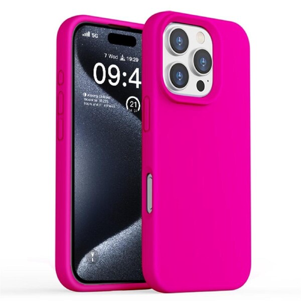 ZUSLAB for Apple iPhone 16 Pro Case Liquid Silicone Anti-Scratch Gel Rubber Shockproof Protective Cover with Soft Microfiber Lining (2024) - Hot Pink