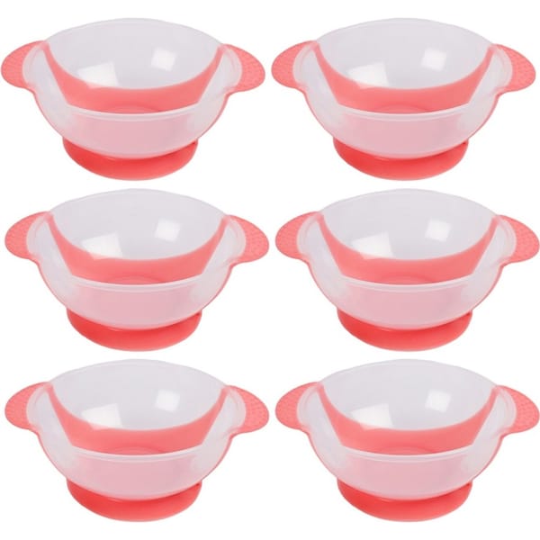 6x Cuddle Bug Baby/Toddler Feeding Suction Training Bowl Set 13x9cm Blue/Pink