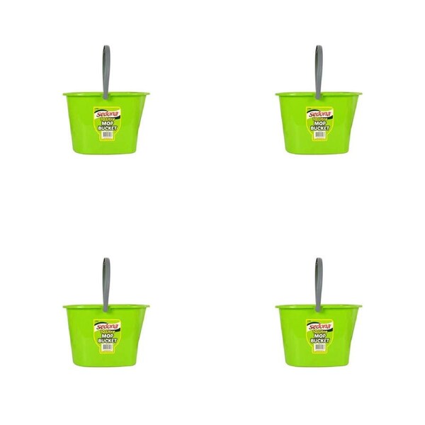4x Ultimo Mop Bucket 10L Green w/ Grey Handle Ideal Versatile Cleaning 24x35cm