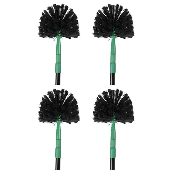 4x Ultimo Cob Web Brush Extendable Handle 1.3M Durable Cleaning Tool 18x95cm Blk