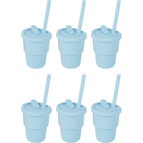 6x Cuddle Bug Baby/Toddler Silicone Training Drinking Straw Cup 300ml Assorted