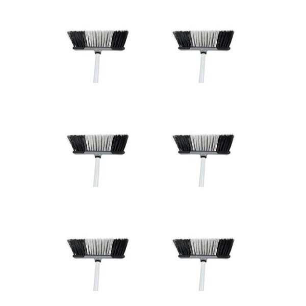 6x Ultimo Premium Soft Broom 1.2M 2 Heavy-Duty Sweeping 129cm GRN/GRY Assorted