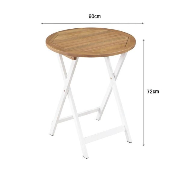 Evans 3 Piece Bistro Set Round Folding Table 2 Folding Chairs white