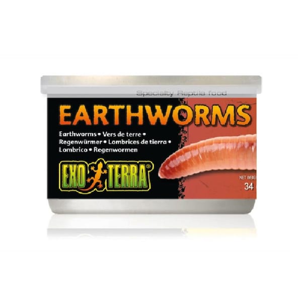 Exo Terra Canned Earthworms 34g Reptile Lizard Food (PT1968)