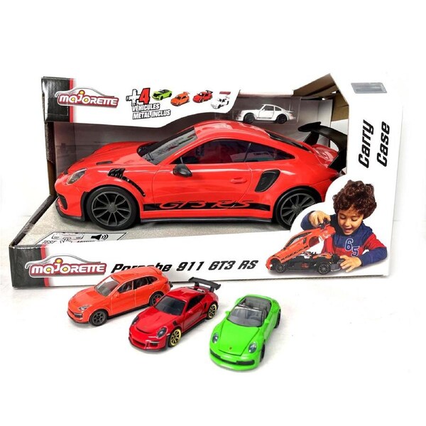 Majorette Porsche 911 GT3 RS Carry Case with 4 Cars Play Set