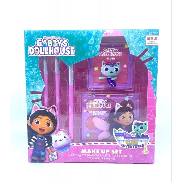 Gabbys Dollhouse Kids Eyeshadow Palette/Brush Make Up Cosmetic Set 6y+