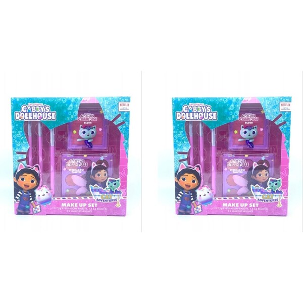 2x Gabbys Dollhouse Kids Eyeshadow Palette/Brush Make Up Cosmetic Set 6y+