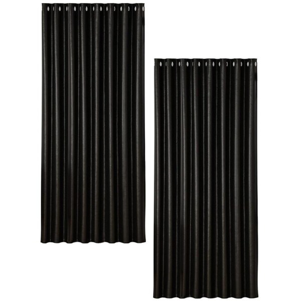 2X Blockout Curtains Blackout Window Fabric Curtain Eyelet 300 x 230 cm Black