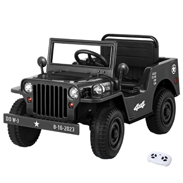 Rigo Ride On Car Kids Electric Military Cars Off Road Vehicle 12V Black