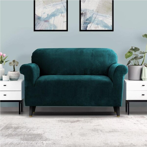 1/2/3/4 Seater Artiss Sofa Cover Couch Cover Velvet 2 Seater - Agate Green