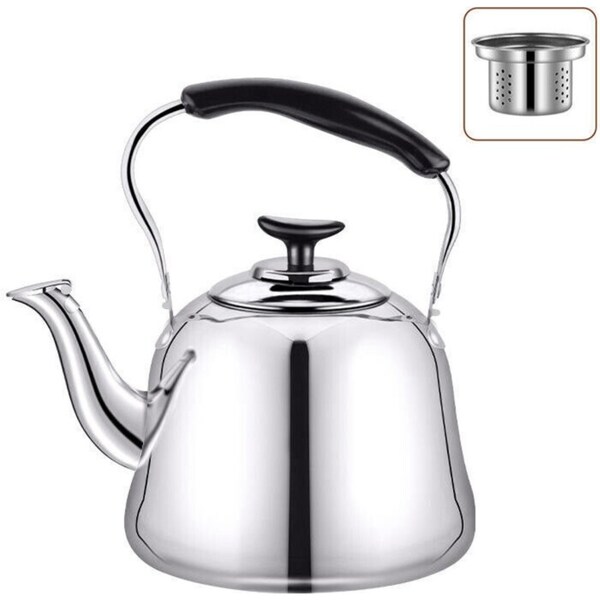 Catzon Tea Kettle Stovetop Teapot 2 Liter Stainless Steel Hot Water Kettle Whistling With Folding Handle