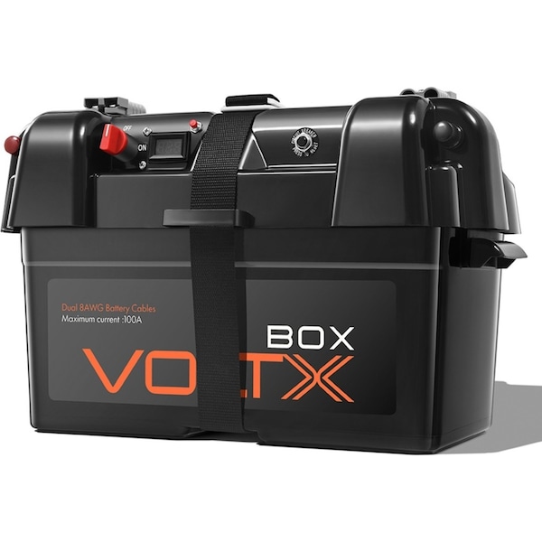 VoltX 12V Lithium Battery Box 2 x USB Portable Deep Cycle Camping Cig Socket